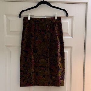 Paul Stuart Velvet Floral Patterned Skirt